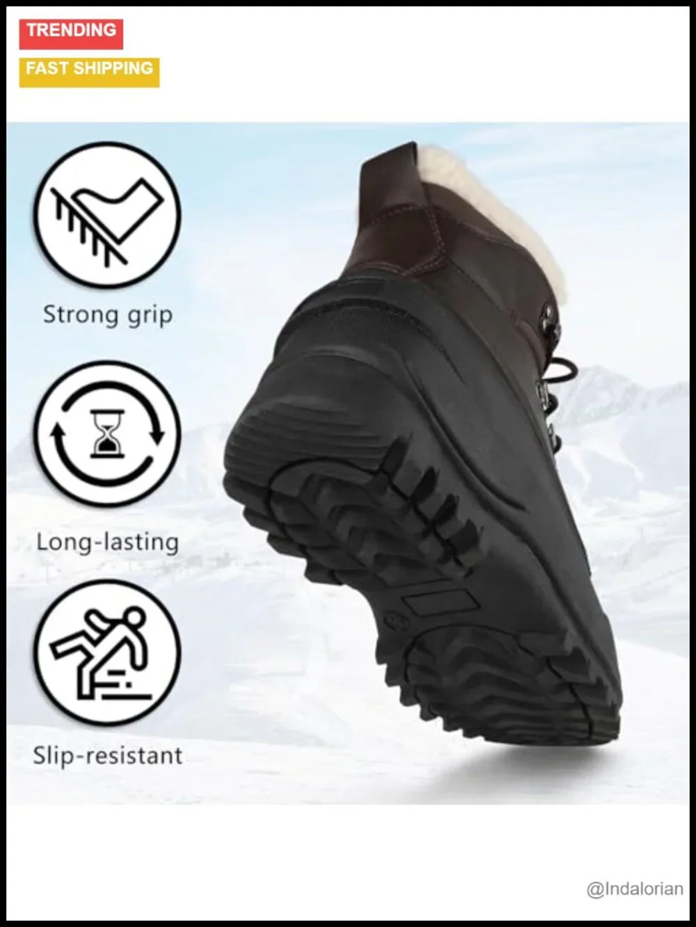Winter Ankle Boots Waterproof Snow Boot Fur Lined Non-slip Lace-up Booties for